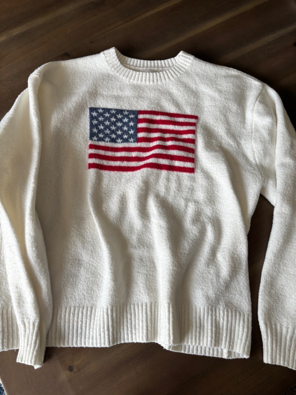 Hollister Cream Flag Crewneck Sweater Sz S